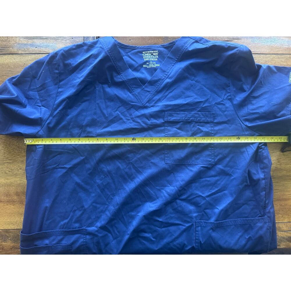 NWT Cherokee Workwear Core Stretch Navy Scrub Top 2XL Unisex - Picture 7 of 8